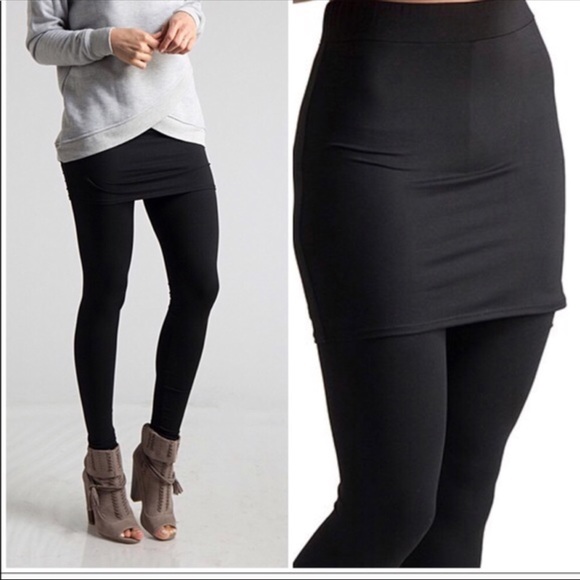 ✨LAST PAIR ✨Black Brushed Knit Skirt Leggings🖤 - Picture 6 of 8